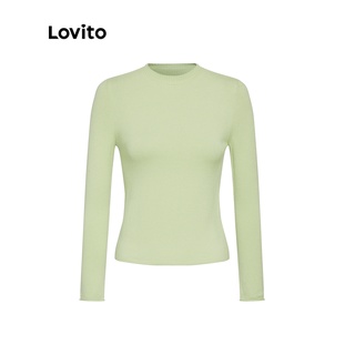 Lovito เสื้อกันหนาวลําลอง ผ้าขนสัตว์ สําหรับผู้หญิง L33AD074 (สีเขียว)