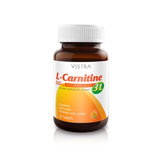 VISTRA L-Carnitine 500mg Plus 3L วิสทร้า แอล-คาร์นิทีน 500มก. พลัส 3แอล 30เม็ด พร้อมส่ง