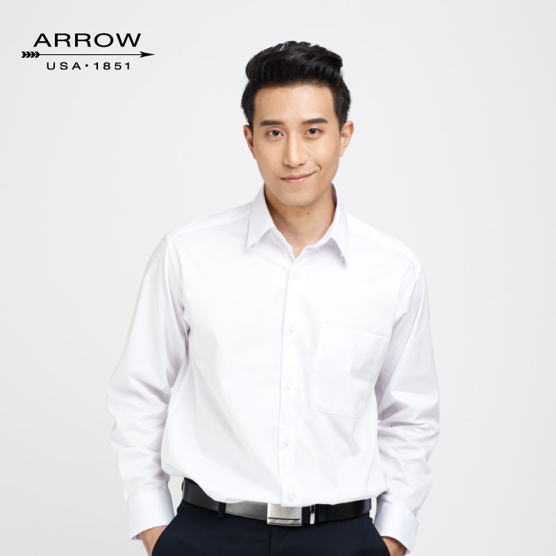 ARROW No.5 SHIRT เสื้อเชิ้ตประหยัดไฟเบอร์ 5 ใส่แล้วหล่อ ไม่ต้องรีด เชิ้ตทำงานแขนยาวสีขาว ทรง COMFORT