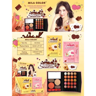 No.5042  MILA  COLOR   chocolate makeup พาเลทแต่งหน้า สวยครบในตลับเดียว มาพร้อมกับ แปรงทาอายแชโดว์ ตลับสุดน่ารัก 💙