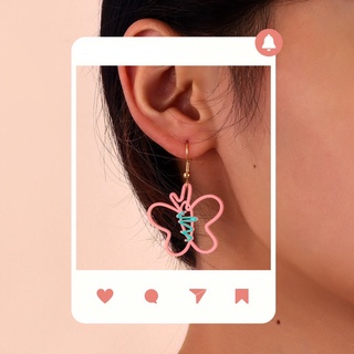 ต่างหูผีเสื้อ Pink Butterfly Drop Earrings