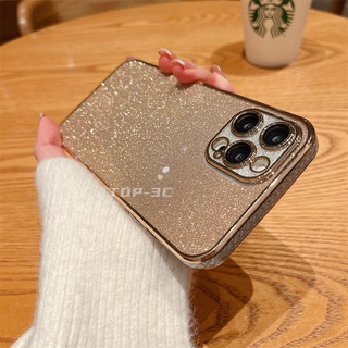 เคสโทรศัพท์มือถือ TPU กันกระแทก แต่งกลิตเตอร์ พร้อมเลนส์ สําหรับ Iphone 13 12 11 Pro Max Xs Max Xr 8 7Plus