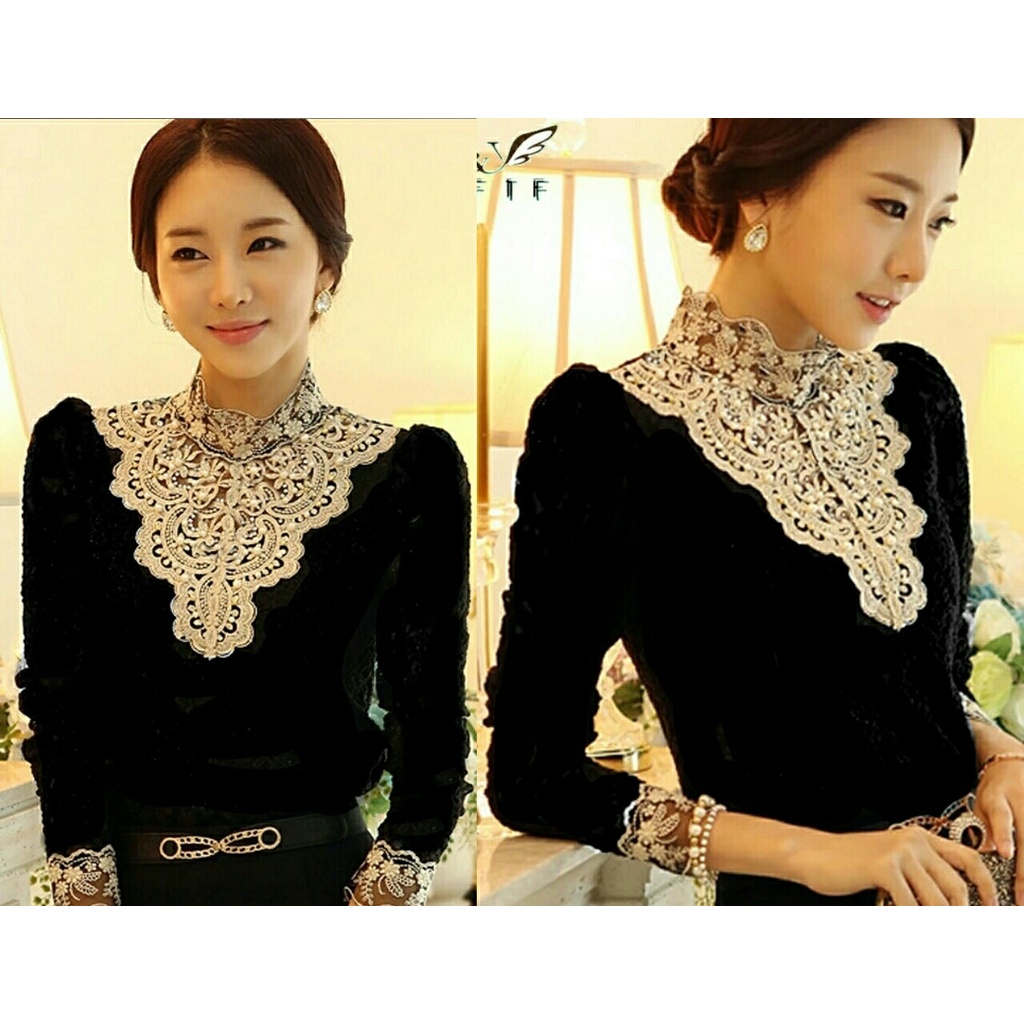 เสื้อเบลาส์ Axxel (วัสดุลูกไม้ผ้าสแปนเด็กซ์ผสม Uk L, LD 96cm ยาว 65cm) RBR 140