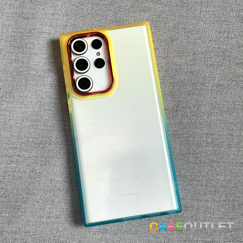 เคส Samsung Note20 S23 ultra Note20ultra S22 plus เคสใส หลังแข็ง ไล่สี ปุ่มเงา HYBRID ขอบยาง ของแท้ Clear มุมเหลี่ยม