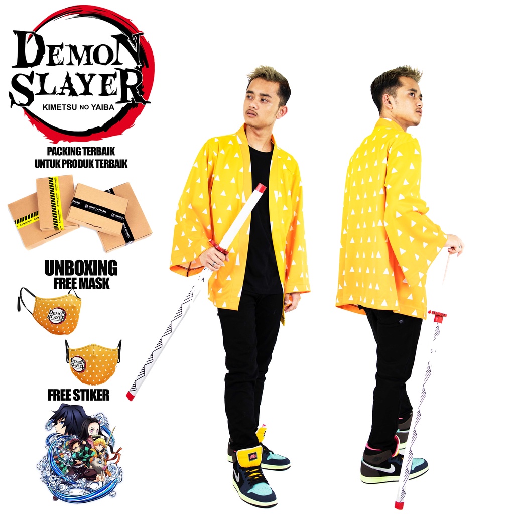 JUBAH HAORI KIMONO ANIME DEMON SLAYER ZENITSU AGATSUMA