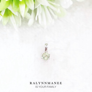 O6443 จี้พลอยเขียวส่องแท้ ( Green sapphire ) ตัวเรือนเงินแท้ 925 ชุบทองคำขาว