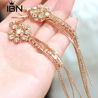 * ต่างหูแต่งงาน Ibn ต่างหูพรุน Rhinestone พู่หู Dangle Hook