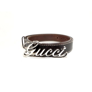 เข็มขัด Gucci Belt With Gucci Script Buckle sz 90 36 มือ 2 ของแท้