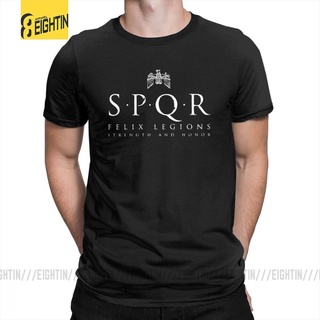 Spqr เสื้อยืดคอกลม แขนสั้น ผ้าฝ้าย พิมพ์ลาย สไตล์วินเทจ โรมัน สําหรับผู้ชายS-5XL