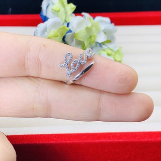 💍💍มาใหม่💍💍แหวนเพชร CZ แต่งตัวอักษร Love ตัวเรือนเป็นโรเดียมชุบทองคำขาว ปรับขนาดได้ ราคาดี๊ดี