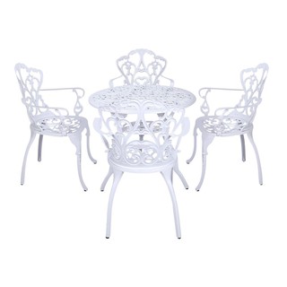 Table and chairs set 4-SEAT STEEL PATIO SET SPRING VICTORIA WHITE Outdoor furniture Garden decoration accessories ชุดโต๊