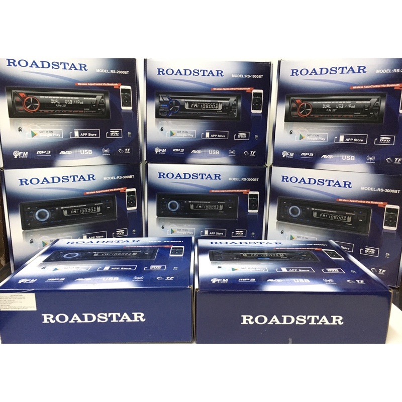 วิทยุรถยนต์ ROADSTAR 1din  DVD CD MP3 USB บลูทูธ SD CARD เชื่อมต่อมือถือได้