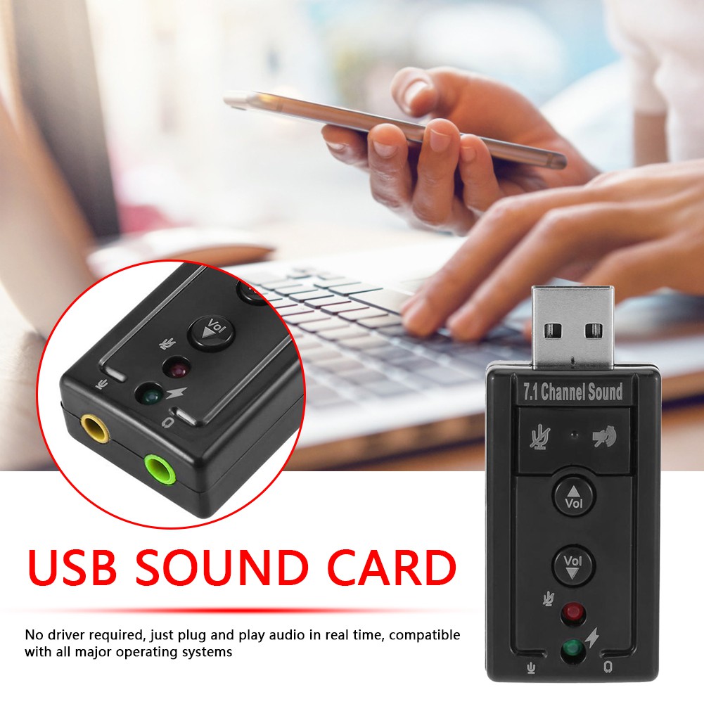 ซาวด์การ์ด การ์ดเสียงUSB2.0 Sound Card Adapter Audio 3D 12Mbps Virtual 7.1