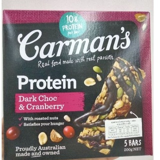 Carmans Nut Bar Dark chocolate &amp;Cranberry ธัญพืช ชนิดแท่ง 200กรัม