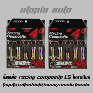 น๊อตล้อรถยนต์ น๊อตล้อเกลียว รุ่น RACING COMPOSITE R40 กันขโมย 1.5 สีไทเทเนียม บล็อคถอดน็อตเบอร์ 17