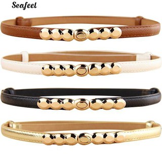เข็มขัดหนังผู้หญิง Faux โกลด์เข็มขัดเข็มขัด Buckle เข็มขัดคาดเอวบาง