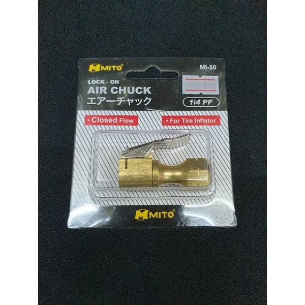 Mito mi-50 หัวเติมลมแบบสั้น เกลียวใน 1/4" pt มีล็อค ทองเหลืองแท้
