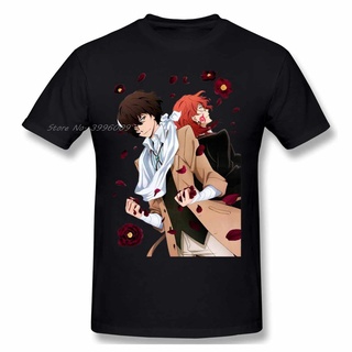 เสื้อยืดผ้าฝ้ายพิมพ์ลายขายดี เสื้อยืดคอกลม ผ้าฝ้าย 100% พิมพ์ลาย Bungou Stray Dogs ตลก 2 ด้าน