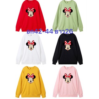 มาใหม่พร้อมส่งจ้าเสื้อกันหนาวแขนยาว เสื้อลายมิกกี้เมาส์น่ารักๆใส่กันหนาว  เสื้อยืดใส่สบายมากจร้าา อก42-44ยาว26จ้า