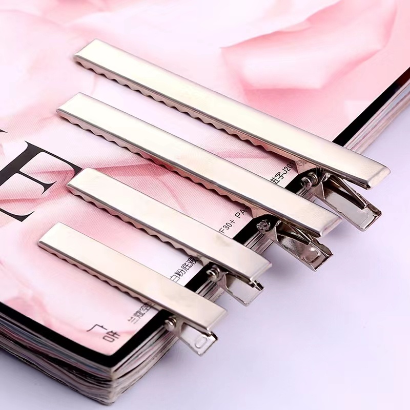 คลิปหนีบปากจระเข้ สีเงิน แฮนด์เมด DIY ขนาด 3.2 ซม. 4.1 ซม. 4.6 5.6 6.5 7.5 ซม.