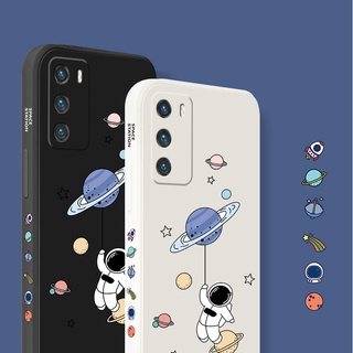 For Realme 8 C12 C20 C11 C21 C15 C12 C25 C2 7i Reno7 Z 5 6 3 OPPO A76 A16 A55 A15s A12 A5s A7 Side Pattern Astronaut Anti-shock Silicone Straight Edge Camera Soft Case STY001