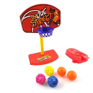 E-18 ของเล่นนกแก้ว แป้งบานจิ๋ว 1ชุดมีลูกบาสขนาด 3ซม 3ลูก bird basketball plastic