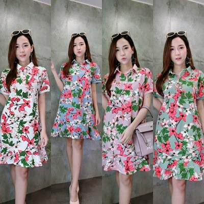 💕Macy Shop เดรสHisoลายดอก M-042💕