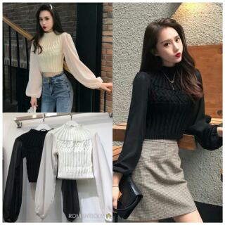 พร้อมส่ง
เสื้อครอบผ้าไหมพรมต่อแขนชีฟอง