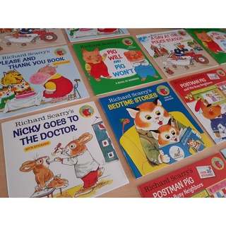 [หนังสือ เด็ก] Richard Scarry ฺBook &amp; Sticker #pig will pig wont, please and thank you #richard ของแท้