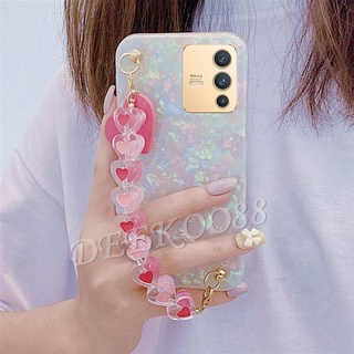 2022 New เคส VIVO V23 5G / V23E Phone Case Cute Shell Pattern Bling Soft Case with Love Chain Back Cover Casing for VivoV23 VivoV23e เคสโทรศัพท์