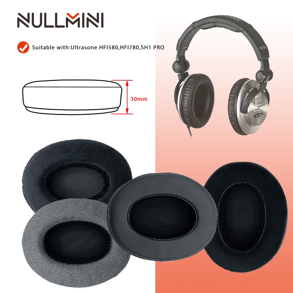 NullMini เปลี่ยนแผ่นรองหูฟังสําหรับ Ultrasone HFI580,HFI780,SH1 PRO หูฟังหูฟัง Earmuff