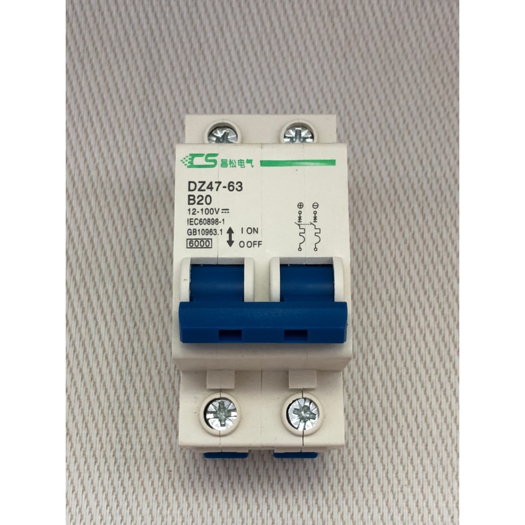 DC DZ47 2P circuit breaker DC 20A power switch protector For battery car And generato