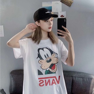 เสื้อยืดแขนสั้น ผ้าฝ้าย 100% พิมพ์ลายการ์ตูนดิสนีย์ Vans Edition Goofy สําหรับคู่รัก แฟชั่น