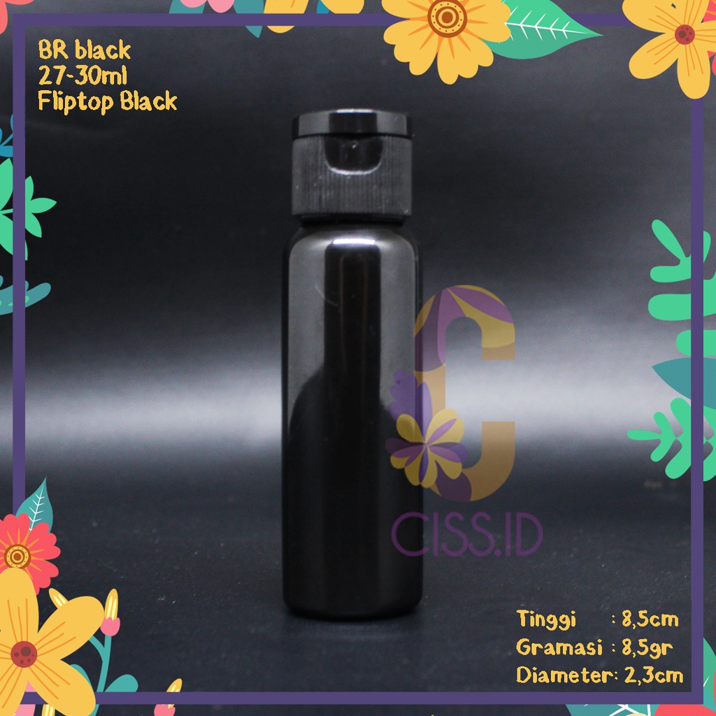 BR 30ML ขวดพลาสติกสีดําพร้อมหมวก FLIPTOP สีดํา N18 นําเข้า THICK COSMETIC PACKAGING GEL HANDBODY LOT
