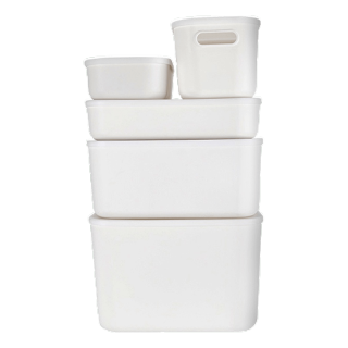 Deli กล่องเก็บของ พร้อมฝา ตะกร้าเก็บของ ถังจัดเก็บ กล่องใส่ของ กล่องออแกไนเซอร์ สีขาว ประหยัดพื้นที่ Storage Box