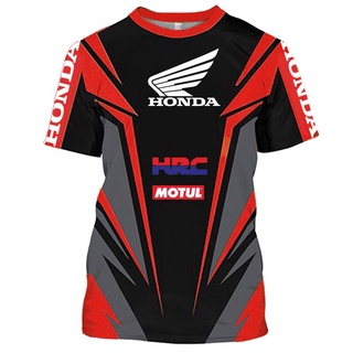 ใหม่ เสื้อยืดลําลอง แขนสั้น พิมพ์ลายรถยนต์ Honda ทรงหลวม ระบายอากาศ เหมาะกับฤดูร้อน สําหรับผู้ชาย 2022