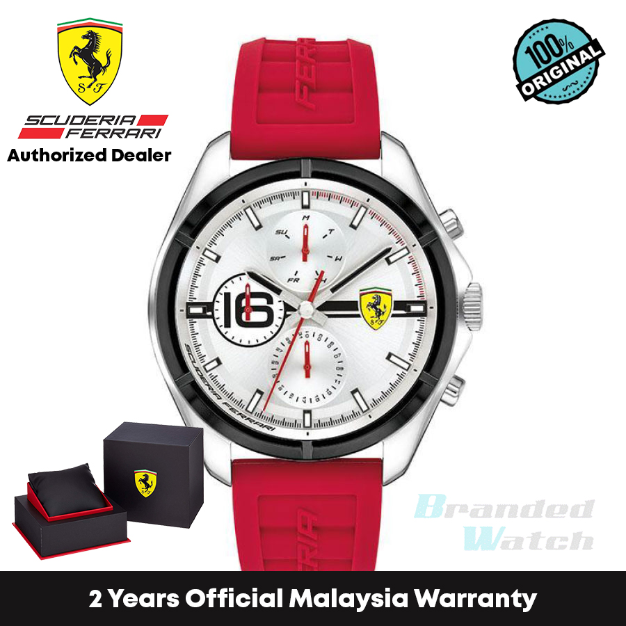 [รับประกันอย่างเป็นทางการ] Scuderia Ferrari 830783 Speeddracer สายนาฬิกาข้อมือซิลิโคน สีแดง ขนาด 46 มม. สําหรับผู้ชาย