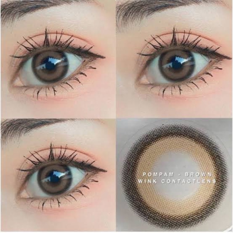 สุดปัง มีค่าสายตา Wink Pompam Gray Brown บิ๊กอาย สุดปัง คอนแทคเลนส์ รายเดือน มีอย แถมตลับฟรี เลนส์นิ่ม สวยปังมาก