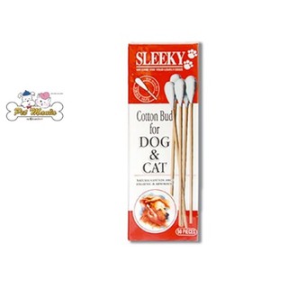 (ขนาดเล็ก)SLEEKY Cotton Bud for dogs &amp; cats คอตตอนบัตทำความสะอาดสำหรับสุนัขและแมว(50PCS./BOX)