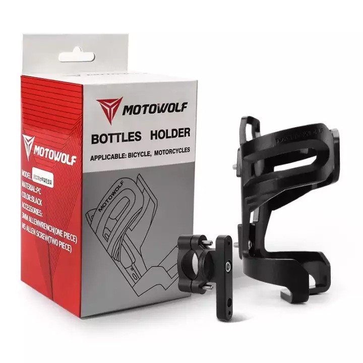 MOTOWOLF ที่วางขวดน้ำ อลูมิเนียม สำหรับยึดแฮนด์หรือบาร์ของรถมอเตอร์ไซค์ รุ่น 1