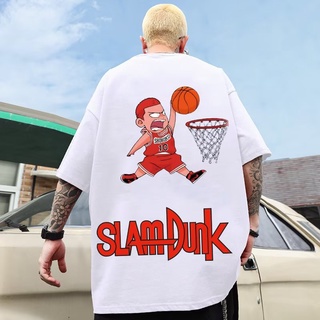 เสื้อยืดแขนสั้นลําลอง คอกลม ทรงหลวม พิมพ์ลายการ์ตูนอนิเมะ Slam Dunk แฟชั่นฤดูร้อน สไตล์ญี่ปุ่น สําหรับผู้ชาย และผู้หญิง