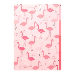 MIDORI 3 Pockets Clear Folder &lt;A4&gt; Flamingo (D35312006)/ แฟ้ม 3 ช่อง ขนาด A4 ลายน้องฟลามิงโก แบรนด์ MIDORI ประเทศญี่ปุ่น