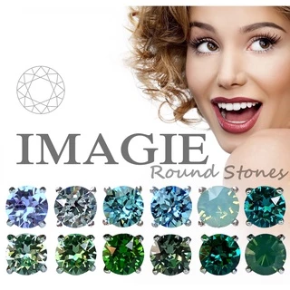 IMAGIE ต่างหูคริสตัล กลม 3-4-6-7mm โทนฟ้า-เขียว