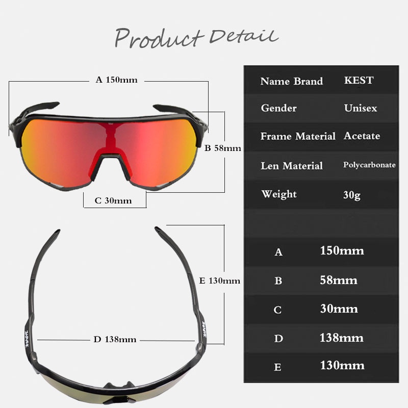 Cycling Sunglasses, Sports Goggles, UV-Proof, Interchangeable Lenses, Lightweight Frame, For - View #11
