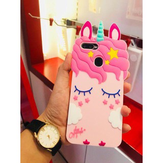 เคสโทรศัพท์ซิลิโคนลายการ์ตูนยูนิคอร์นสีชมพูสำหรับ OPPO F9 F7 F5 A83 A37 F1S