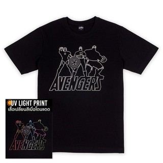 Marvel Men  Avengers UV Sensitive T-Shirt - เสื้อยืดผู้ชายเทคนิคสียูวีเปลี่ยนสีเมื่อโดนแดด ลายอเวนเจอร์ สินค้าลิขสิทธ์แท