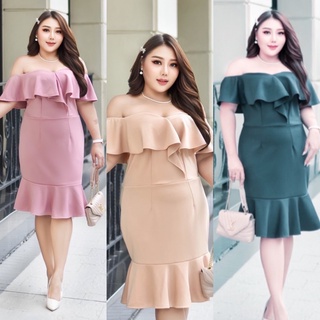 Janny เดรสสาวอวบ อ้วน Bigsize Plussize ชุดออกงาน ชุดราตรี ผ้ามิลิน