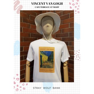 เสื้อยืดคอกลมแขนสั้น พิมพ์ลาย"Cafe Terrace At Night By Vincent Van Gogh" #เสื้อยืดunisex