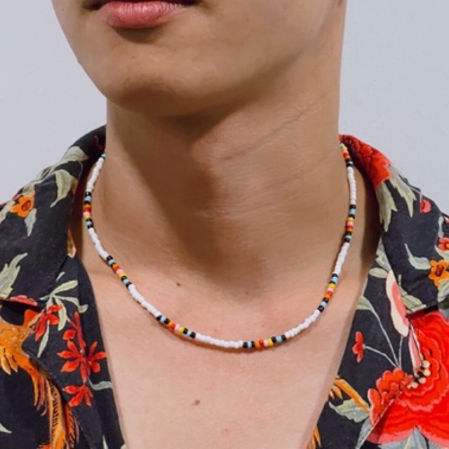 สร้อยคอ สร้อยคอลูกปัด สไตล์โบฮีเมียนขาว ไอเทมไปทะเล สุดเก๋