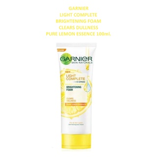 🌟 โฟมล้างหน้า อุดมด้วยสารสกัดเข้มข้นจากมะนาว การ์นิเย่ GARNIER LIGHT COMPLETE BRIGHTENING FOAM 100ml.